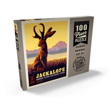 Darstellung des Puzzle Motivs Legends Of The National Parks: Grand Teton's Jackalope, Vintage Poster 100 Puzzle Schachtel Ansicht2