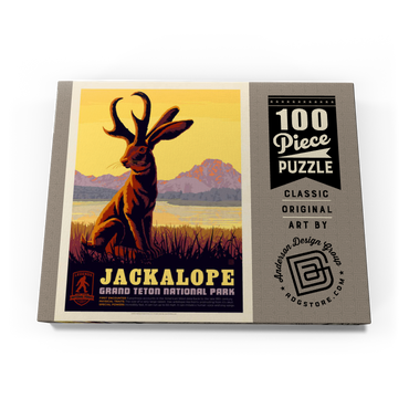 Darstellung des Puzzle Motivs Legends Of The National Parks: Grand Teton's Jackalope, Vintage Poster 100 Puzzle Schachtel Ansicht3
