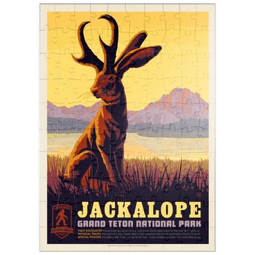 Darstellung des Puzzle Motivs puzzleplate Legends Of The National Parks: Grand Teton's Jackalope, Vintage Poster 100 Puzzle