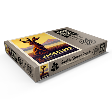 Darstellung des Puzzle Motivs Legends Of The National Parks: Grand Teton's Jackalope, Vintage Poster 500 Puzzle Schachtel Ansicht1