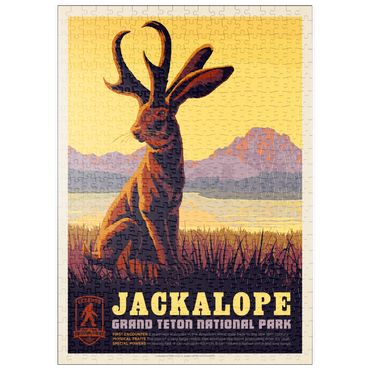 Darstellung des Puzzle Motivs puzzleplate Legends Of The National Parks: Grand Teton's Jackalope, Vintage Poster 500 Puzzle