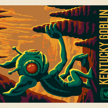 Darstellung des Puzzle Motivs Legends Of The National Parks: Mammoth Cave's Kentucky Goblin, Vintage Poster 1000 Puzzle 3D Modell
