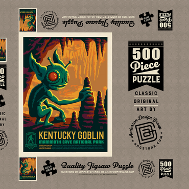 Darstellung des Puzzle Motivs Legends Of The National Parks: Mammoth Cave's Kentucky Goblin, Vintage Poster 500 Puzzle Schachtel 3D Modell