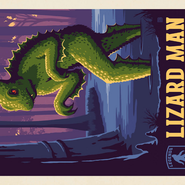 Darstellung des Puzzle Motivs Legends Of The National Parks: Congaree's Lizard Man, Vintage Poster 100 Puzzle 3D Modell