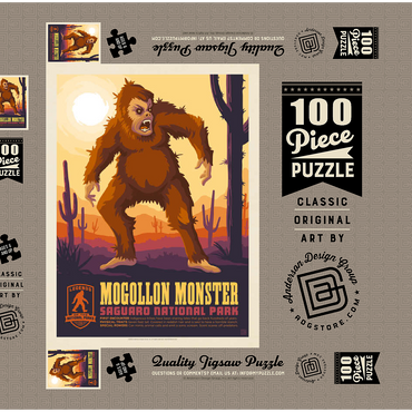 Darstellung des Puzzle Motivs Legends Of The National Parks: Saguaro's Mogollon Monster, Vintage Poster 100 Puzzle Schachtel 3D Modell