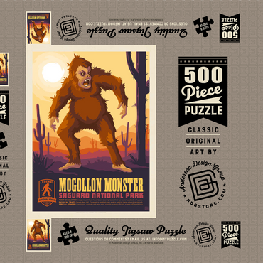 Darstellung des Puzzle Motivs Legends Of The National Parks: Saguaro's Mogollon Monster, Vintage Poster 500 Puzzle Schachtel 3D Modell