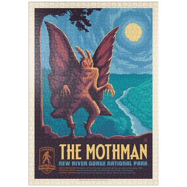 Darstellung des Puzzle Motivs puzzleplate Legends Of The National Parks: New River Gorge's MothMan, Vintage Poster 1000 Puzzle