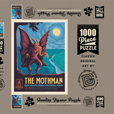 Darstellung des Puzzle Motivs Legends Of The National Parks: New River Gorge's MothMan, Vintage Poster 1000 Puzzle Schachtel 3D Modell