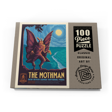 Darstellung des Puzzle Motivs Legends Of The National Parks: New River Gorge's MothMan, Vintage Poster 100 Puzzle Schachtel Ansicht3