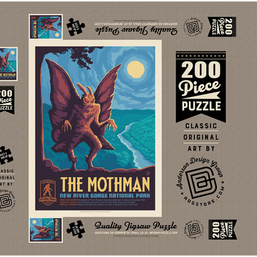Darstellung des Puzzle Motivs Legends Of The National Parks: New River Gorge's MothMan, Vintage Poster 200 Puzzle Schachtel 3D Modell