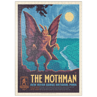 Darstellung des Puzzle Motivs puzzleplate Legends Of The National Parks: New River Gorge's MothMan, Vintage Poster 500 Puzzle