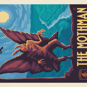 Darstellung des Puzzle Motivs Legends Of The National Parks: New River Gorge's MothMan, Vintage Poster 500 Puzzle 3D Modell