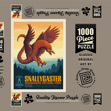 Darstellung des Puzzle Motivs Legends Of The National Parks: Shenandoah's Snallygaster, Vintage Poster 1000 Puzzle Schachtel 3D Modell