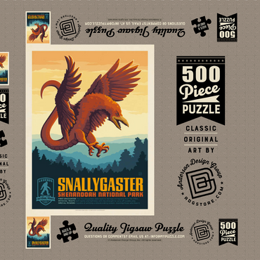 Darstellung des Puzzle Motivs Legends Of The National Parks: Shenandoah's Snallygaster, Vintage Poster 500 Puzzle Schachtel 3D Modell