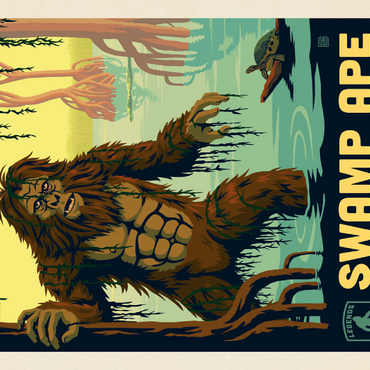 Darstellung des Puzzle Motivs Legends Of The National Parks: Everglade's Swamp Ape, Vintage Poster 100 Puzzle 3D Modell