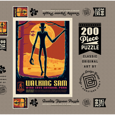 Darstellung des Puzzle Motivs Legends Of The National Parks: Wind Cave's Walking Sam, Vintage Poster 200 Puzzle Schachtel 3D Modell