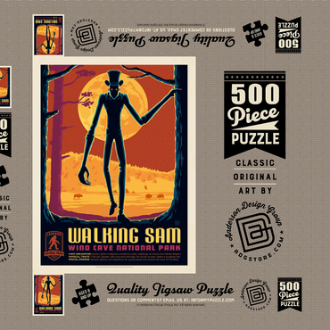 Darstellung des Puzzle Motivs Legends Of The National Parks: Wind Cave's Walking Sam, Vintage Poster 500 Puzzle Schachtel 3D Modell