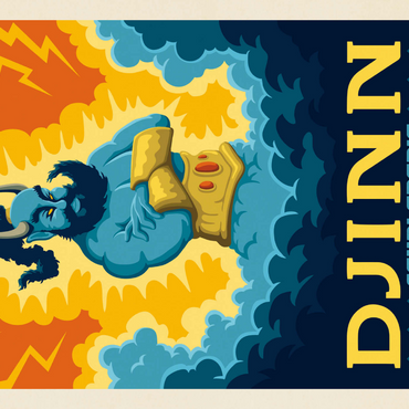 Darstellung des Puzzle Motivs Mythical Creatures: Djinn (Saudi Arabia), Vintage Poster 1000 Puzzle 3D Modell