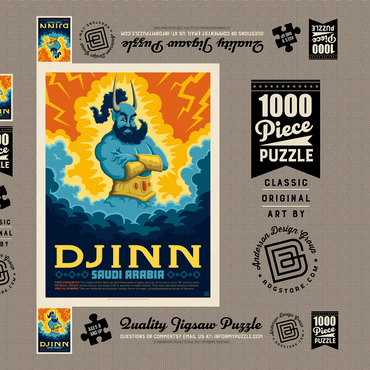 Darstellung des Puzzle Motivs Mythical Creatures: Djinn (Saudi Arabia), Vintage Poster 1000 Puzzle Schachtel 3D Modell