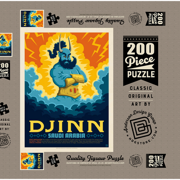 Darstellung des Puzzle Motivs Mythical Creatures: Djinn (Saudi Arabia), Vintage Poster 200 Puzzle Schachtel 3D Modell