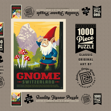 Darstellung des Puzzle Motivs Mythical Creatures: Gnome (Switzerland), Vintage Poster 1000 Puzzle Schachtel 3D Modell