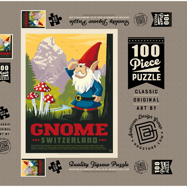 Darstellung des Puzzle Motivs Mythical Creatures: Gnome (Switzerland), Vintage Poster 100 Puzzle Schachtel 3D Modell