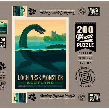 Darstellung des Puzzle Motivs Mythical Creatures: Loch Ness Monster, Vintage Poster 200 Puzzle Schachtel 3D Modell