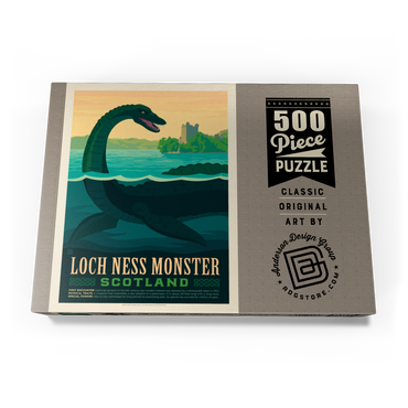 Darstellung des Puzzle Motivs Mythical Creatures: Loch Ness Monster, Vintage Poster 500 Puzzle Schachtel Ansicht3