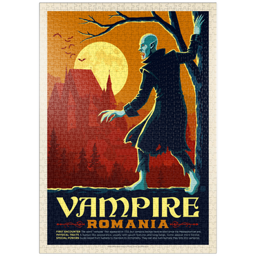 Darstellung des Puzzle Motivs puzzleplate Mythical Creatures: Vampire (Romania), Vintage Poster 1000 Puzzle