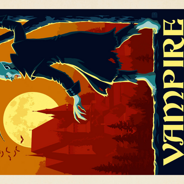 Darstellung des Puzzle Motivs Mythical Creatures: Vampire (Romania), Vintage Poster 1000 Puzzle 3D Modell