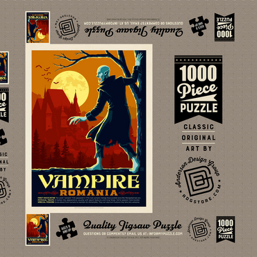Darstellung des Puzzle Motivs Mythical Creatures: Vampire (Romania), Vintage Poster 1000 Puzzle Schachtel 3D Modell