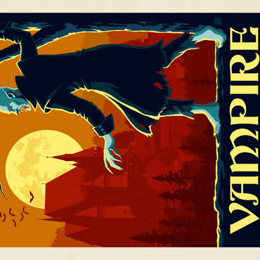 Darstellung des Puzzle Motivs Mythical Creatures: Vampire (Romania), Vintage Poster 100 Puzzle 3D Modell