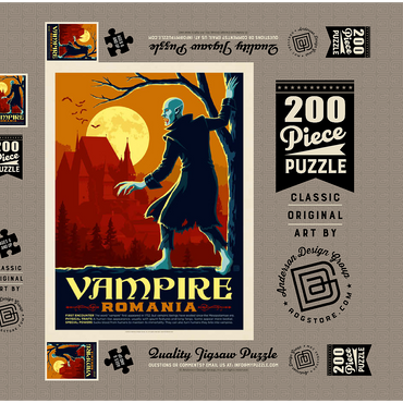 Darstellung des Puzzle Motivs Mythical Creatures: Vampire (Romania), Vintage Poster 200 Puzzle Schachtel 3D Modell
