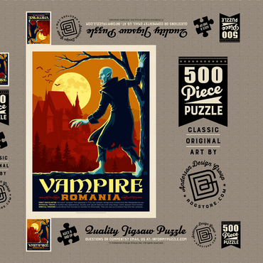 Darstellung des Puzzle Motivs Mythical Creatures: Vampire (Romania), Vintage Poster 500 Puzzle Schachtel 3D Modell