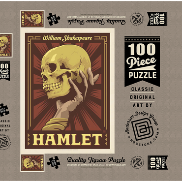 Darstellung des Puzzle Motivs Hamlet: William Shakespeare, Vintage Poster 100 Puzzle Schachtel 3D Modell