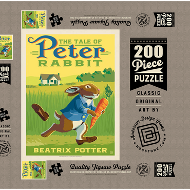 Darstellung des Puzzle Motivs The Tale Of Peter Rabbit: Beatrix Potter, Vintage Poster 200 Puzzle Schachtel 3D Modell