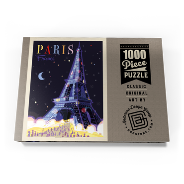 Darstellung des Puzzle Motivs France: Paris, Eiffel Tower At Night (Mod Design), Vintage Poster 1000 Puzzle Schachtel Ansicht3