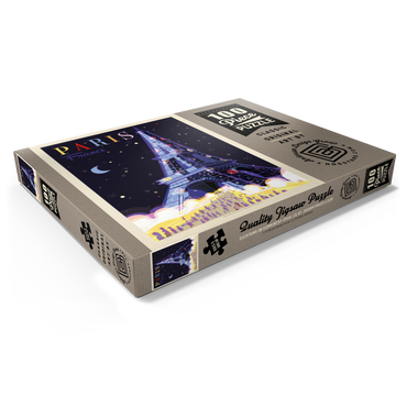 Darstellung des Puzzle Motivs France: Paris, Eiffel Tower At Night (Mod Design), Vintage Poster 100 Puzzle Schachtel Ansicht1