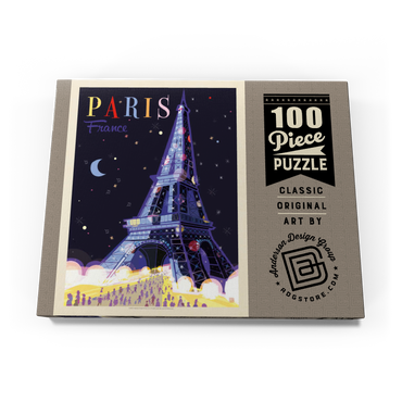 Darstellung des Puzzle Motivs France: Paris, Eiffel Tower At Night (Mod Design), Vintage Poster 100 Puzzle Schachtel Ansicht3