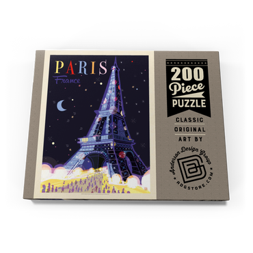 Darstellung des Puzzle Motivs France: Paris, Eiffel Tower At Night (Mod Design), Vintage Poster 200 Puzzle Schachtel Ansicht3