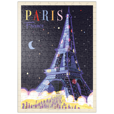 Darstellung des Puzzle Motivs puzzleplate France: Paris, Eiffel Tower At Night (Mod Design), Vintage Poster 200 Puzzle
