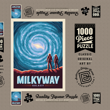 Darstellung des Puzzle Motivs Milky Way Galaxy, Vintage Poster 1000 Puzzle Schachtel 3D Modell