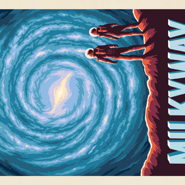 Darstellung des Puzzle Motivs Milky Way Galaxy, Vintage Poster 200 Puzzle 3D Modell