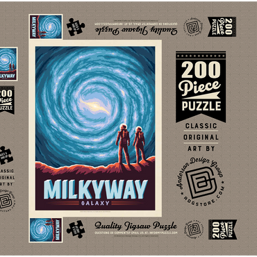 Darstellung des Puzzle Motivs Milky Way Galaxy, Vintage Poster 200 Puzzle Schachtel 3D Modell