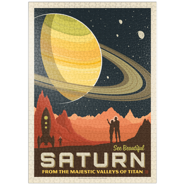 Darstellung des Puzzle Motivs puzzleplate Saturn: From The Valleys Of Titan, Vintage Poster 1000 Puzzle