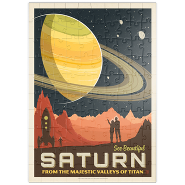 Darstellung des Puzzle Motivs puzzleplate Saturn: From The Valleys Of Titan, Vintage Poster 100 Puzzle