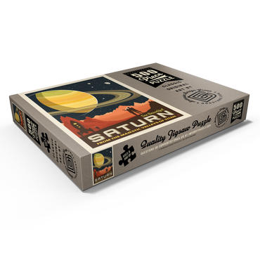 Darstellung des Puzzle Motivs Saturn: From The Valleys Of Titan, Vintage Poster 500 Puzzle Schachtel Ansicht1