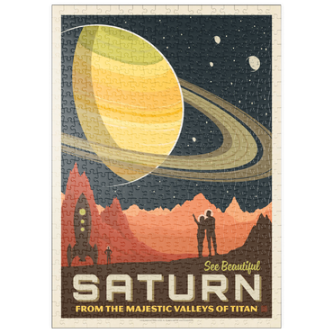 Darstellung des Puzzle Motivs puzzleplate Saturn: From The Valleys Of Titan, Vintage Poster 500 Puzzle