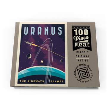 Darstellung des Puzzle Motivs Uranus: The Sideways Planet, Vintage Poster 100 Puzzle Schachtel Ansicht3