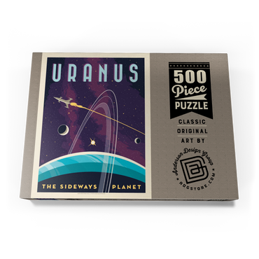 Darstellung des Puzzle Motivs Uranus: The Sideways Planet, Vintage Poster 500 Puzzle Schachtel Ansicht3